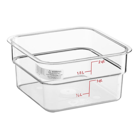 Cambro 2SFSCW135 CamSquares Classic 2 Qt. Clear Square Polycarbonate Food Storage Container