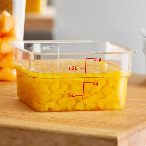 Cambro 2SFSCW135 CamSquares Classic 2 Qt. Clear Square Polycarbonate Food Storage Container