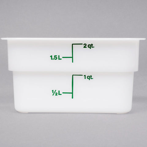 Cambro 2SFSP148 2 Qt. White Square CamSquare Polyethylene Food Storage Container