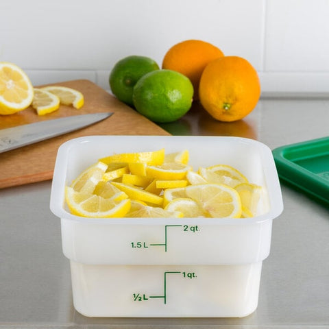 Cambro 2SFSP148 2 Qt. White Square CamSquare Polyethylene Food Storage Container