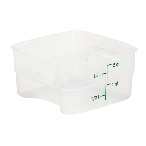 Cambro 2SFSPROPP190 CamSquare FreshPro 2 Qt Translucent Polypropylene Square Food Storage Container