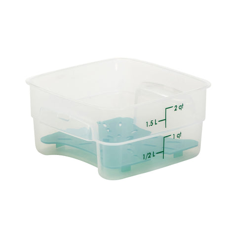 Cambro 2SFSPROPP190 CamSquare FreshPro 2 Qt Translucent Polypropylene Square Food Storage Container