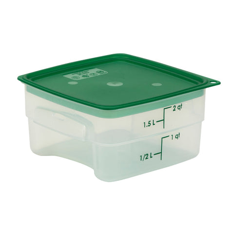 Cambro 2SFSPROPP190 CamSquare FreshPro 2 Qt Translucent Polypropylene Square Food Storage Container