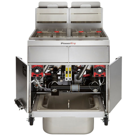 Vulcan 2TR45AF-LP PowerFry3 Liquid Propane 2-Unit Gas Floor Fryer System - 140,000 BTU