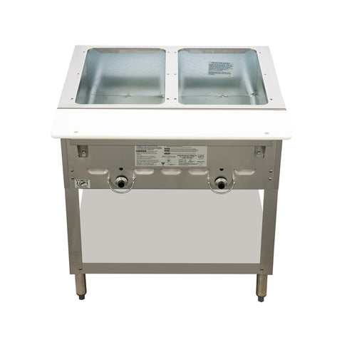 Duke Manufacturing 302-LP Aerohot 2-Well LP Gas Steam Table with Poly Cutting Board
