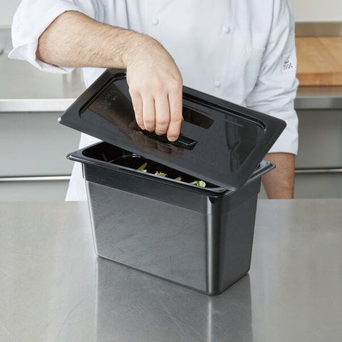 Cambro 30CWCH110 Camwear 1/3 Size Black Polycarbonate Handled Lid