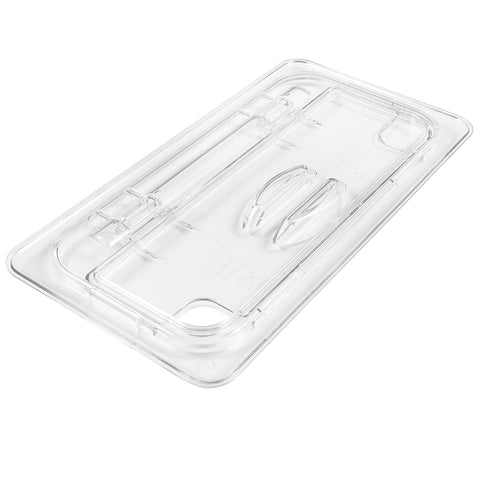 Cambro 30CWLN135 Camwear 1/3 Size Clear Polycarbonate FlipLid with Spoon Notch