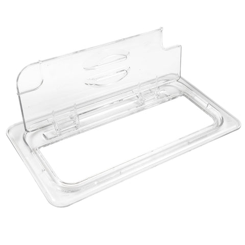 Cambro 30CWLN135 Camwear 1/3 Size Clear Polycarbonate FlipLid with Spoon Notch