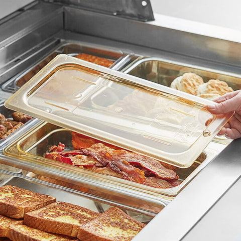 Cambro 30HPC150 H-Pan 1/3 Size Amber High Heat Flat Lid
