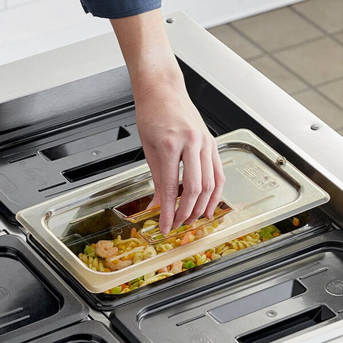 Cambro 30HPCH150 H-Pan 1/3 Size Amber High Heat Handled Flat Lid