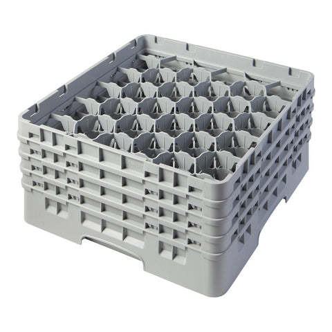 Cambro 30S800151 Camrack 30-Compartment Full-Size Glass Rack with 4 Extenders (Soft Gray)