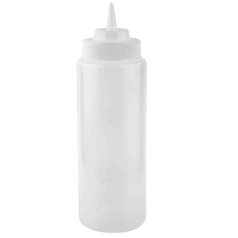 Tablecraft Products 3263C 32 oz Clear Widemouth Squeeze Bottle with Standard Tip Top