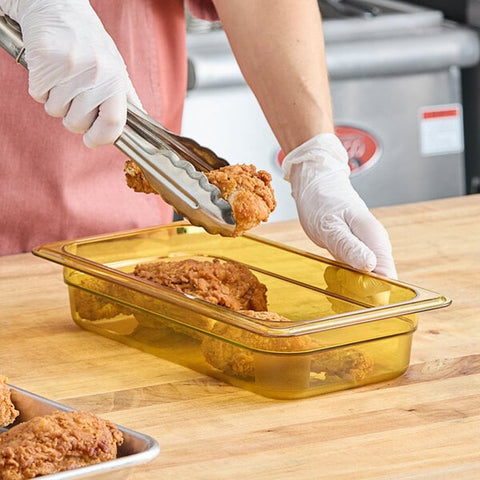 Cambro 32HP150 H-Pan 1/3 Size Amber High Heat Plastic Food Pan, 2-1/2" Deep