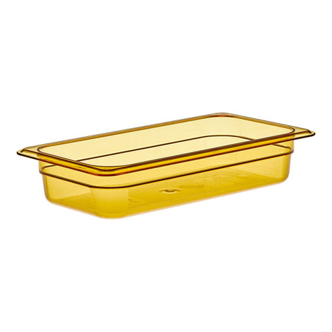 Cambro 32HP150 H-Pan 1/3 Size Amber High Heat Plastic Food Pan, 2-1/2" Deep