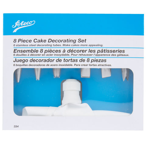 Ateco 334 8-Piece Stainless Steel Piping Tip Cake Decorating Set