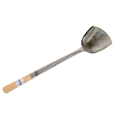 Town Food Service 33941 Large No. 1 Hand Hammered Stainless Steel Wok Shovel with Wood Handle