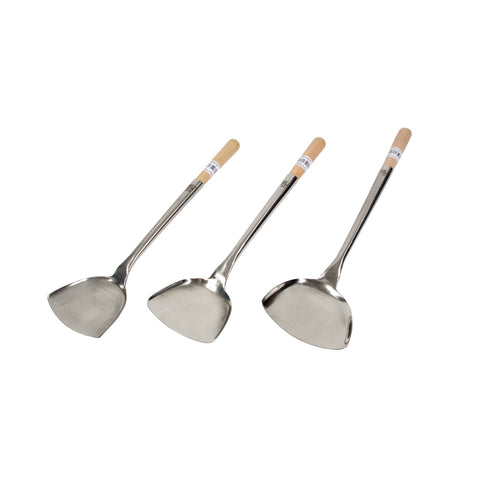 Town 33973 Machine Made Wok Shovel - Small #3, 3-1/2" x 4" with 16-1/2" Wood Handle