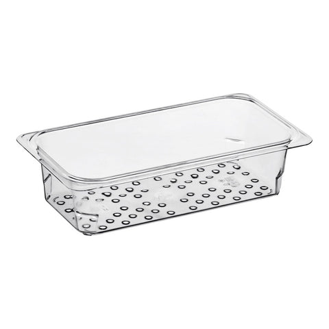 Cambro 33CLRCW135 Camwear 1/3 Size Clear Polycarbonate Colander Pan - 3 inch Deep