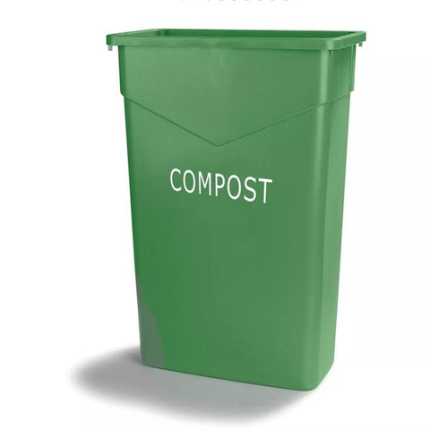 CFS Brands 342023CMP09 TrimLine Rectangle Compost Waste Container, 23 Gallon, Green