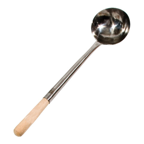 Town 34941 Hand Hammered Stainless Steel Wok Ladle, Large No. 1, 9 oz, 18 in, Wood Handle