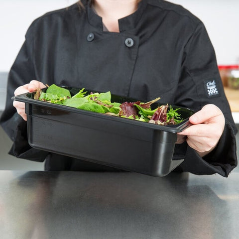 Cambro 34CW110 Camwear 1/3 Size Black Polycarbonate Food Pan, 4" Deep