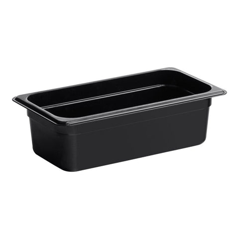 Cambro 34CW110 Camwear 1/3 Size Black Polycarbonate Food Pan, 4" Deep