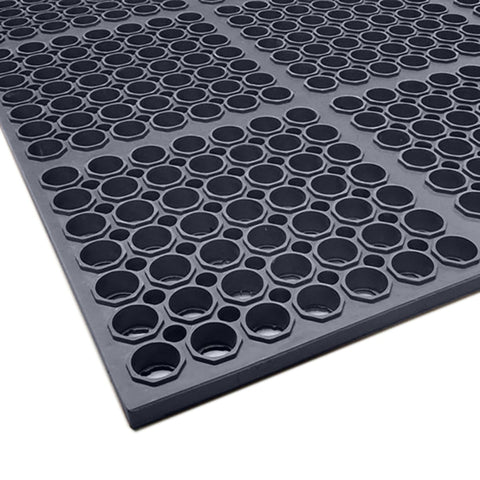 Cactus Mat 3525-C1 VIP Tuffdek Anti-Fatigue Rubber Floor Mat, 3' x 5', Black