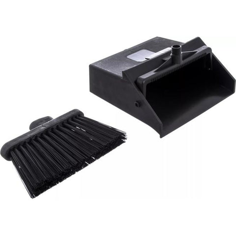CFS Brands 36141503 Duo-Pan Upright Dust Pan and Broom Set, Black