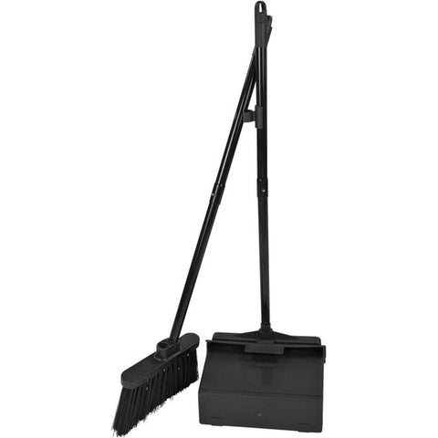 CFS Brands 36141503 Duo-Pan Upright Dust Pan and Broom Set, Black