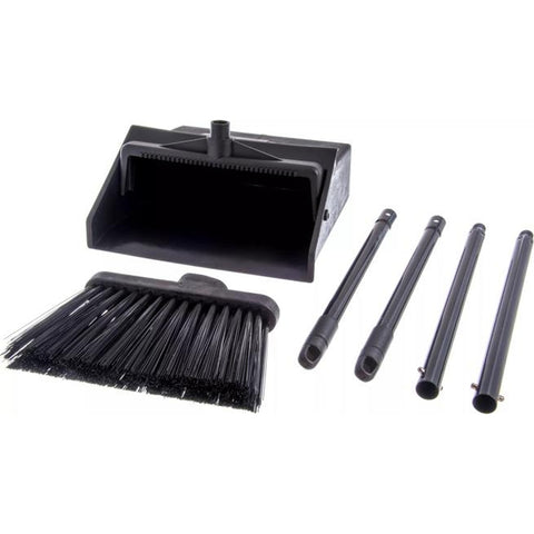 CFS Brands 36141503 Duo-Pan Upright Dust Pan and Broom Set, Black