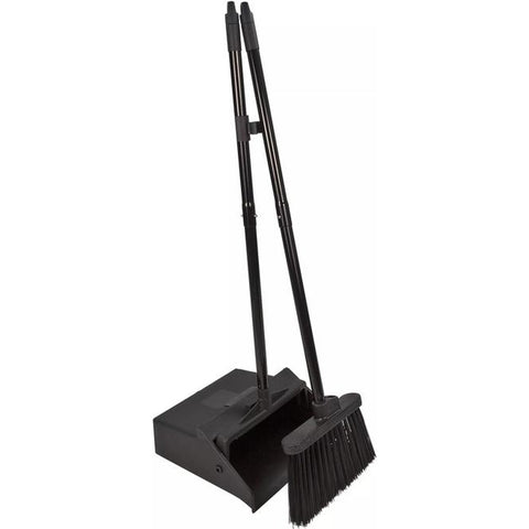 CFS Brands 36141503 Duo-Pan Upright Dust Pan and Broom Set, Black