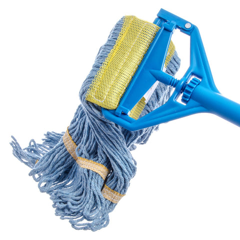 CFS Brands 369442B14 Flo-Pac Small Looped-End Wet Mop Head, Blue with Yellow Band