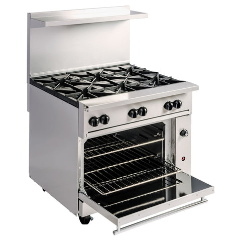 Vulcan 36C-6BP 36 in Liquid Propane Gas Range, 6 Burners, Convection Oven Base