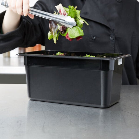 Cambro 36CW110 Camwear 1/3 Size Black Polycarbonate Food Pan, 6-Inch Deep
