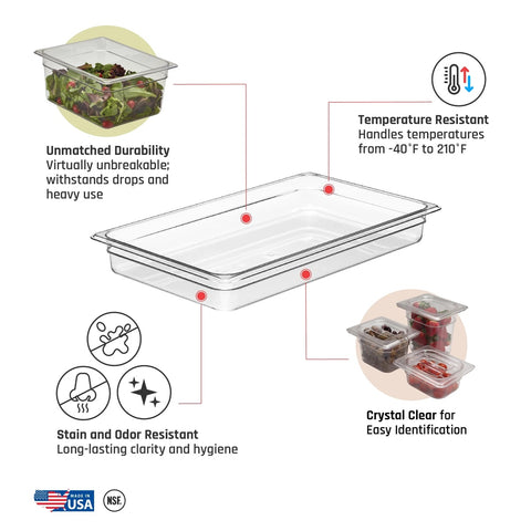 Cambro 36CW135 Camwear Clear Polycarbonate 1/3 Size x 6" D Food Pan