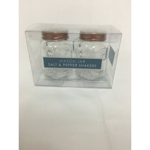 Olde Thompson 3756-03W Mason Jar Salt and Pepper Shaker Set 3.5" with Copper Lids
