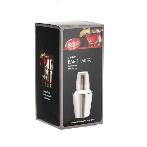 TableCraft 375 8 oz 3-Piece Stainless Steel Mini Bar Shaker