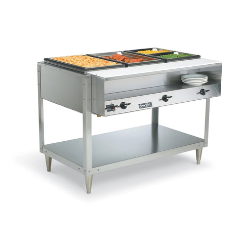 Vollrath 38104 ServeWell 4-Well Stainless Steel Electric Hot Food Table, 120V 2800W