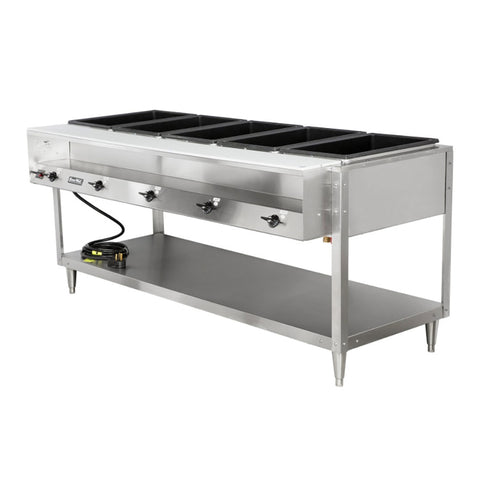 Vollrath 38119 ServeWell Electric Hot Food Table with 5 Wells and Cutting Board, 76 in W