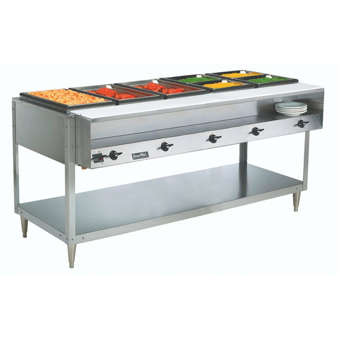 Vollrath 38119 ServeWell Electric Hot Food Table with 5 Wells and Cutting Board, 76 in W