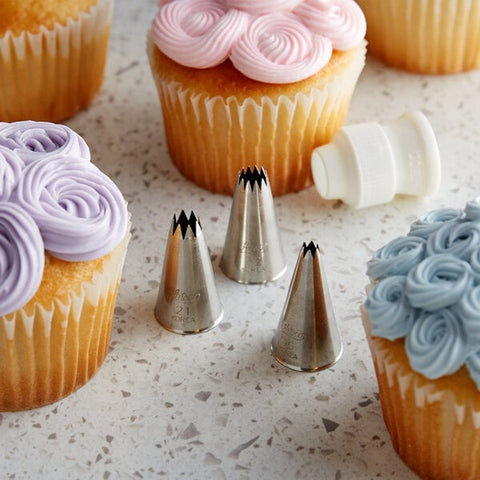Ateco 381 4-Piece Stainless Steel Open Star Piping Tip Decorating Set