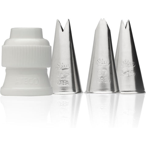 Ateco 382 - 4-Piece Stainless Steel Leaf Piping Tip Decorating Set