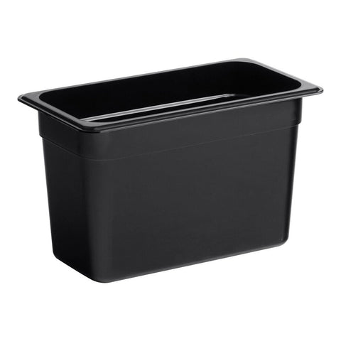 Cambro 38CW110 Camwear 1/3 Size Black Polycarbonate Food Pan, 8" Deep