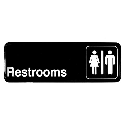 Tablecraft Products 394517 3" x 9" Restrooms Compliance Sign with Adhesive Back