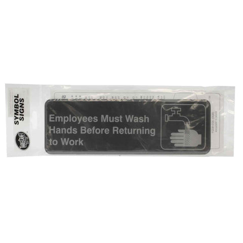 TableCraft 394530 Employees Must Wash Hands Before Returning to Work Rectangular Sign, 9" x 3"