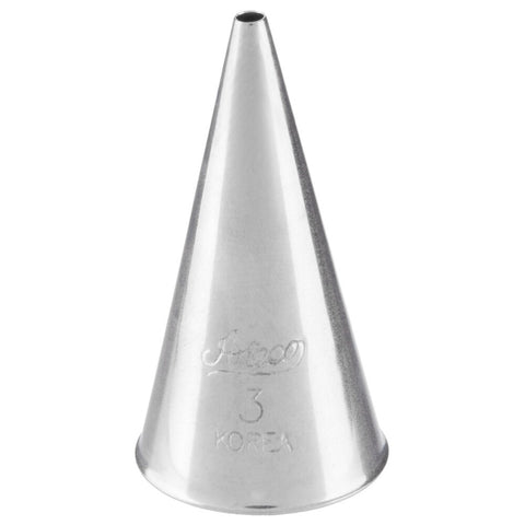 Ateco 3 Plain Round Piping Tip - Stainless Steel Pastry Tube for Cake Decorating