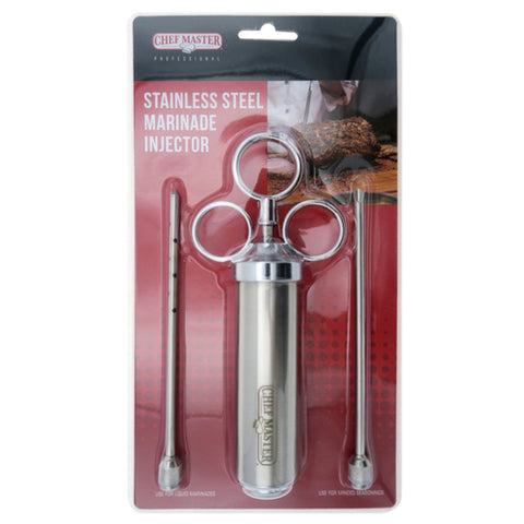 Chef Master 40098CM Stainless Steel Marinade Injector, 2 oz. with Dual Needle Tips