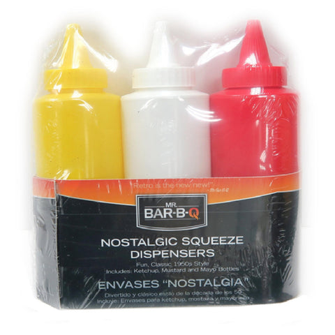 Chef Master 40196Y Mr. Bar-B-Q Nostalgic Squeeze Dispenser 3-Pack