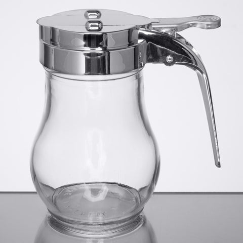 TableCraft Products 406CP Teardrop Glass Syrup Pourer with Chrome-Plated Top, 6 oz