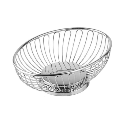 Tablecraft Products 4171 Small Oval Chrome-Plated Chalet Basket 7-1/2" x 5-5/8" x 2-5/8"